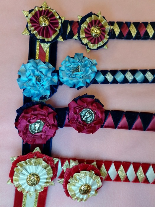 Velvet Browband with Buttonhole Rosette Full