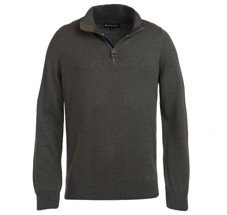 Barbour Cotton Half Zip Knitted Jumper Olive Marl