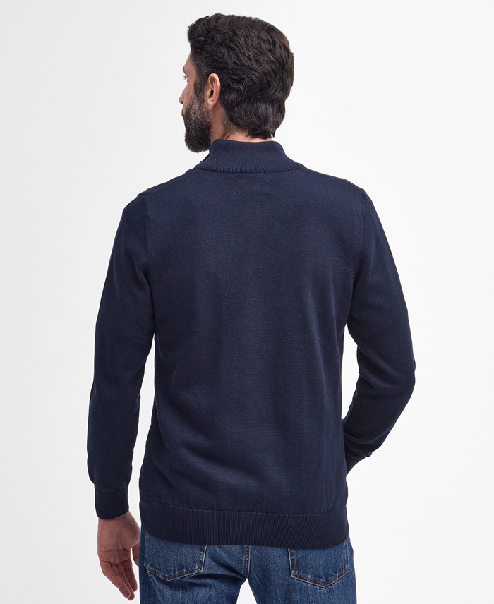 Barbour Cotton Half Zip Knitted Jumper Navy