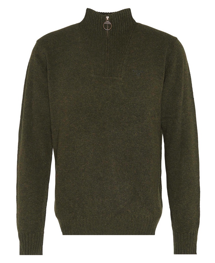 Barbour Essential Lambswool Half Zip Knitted Jumper Seaweed