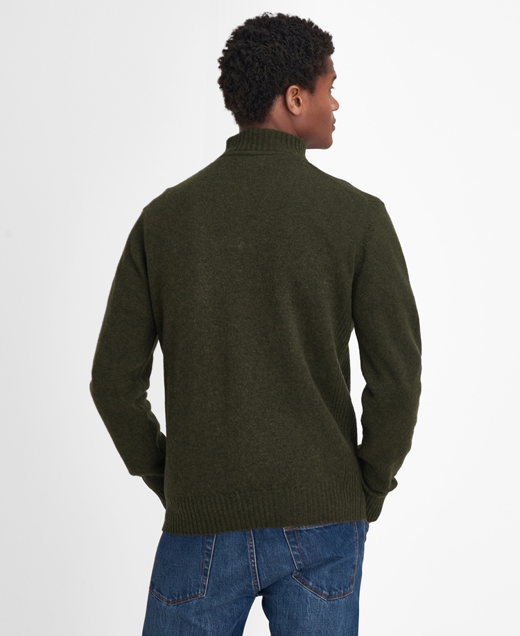 Barbour Essential Lambswool Half Zip Knitted Jumper Seaweed