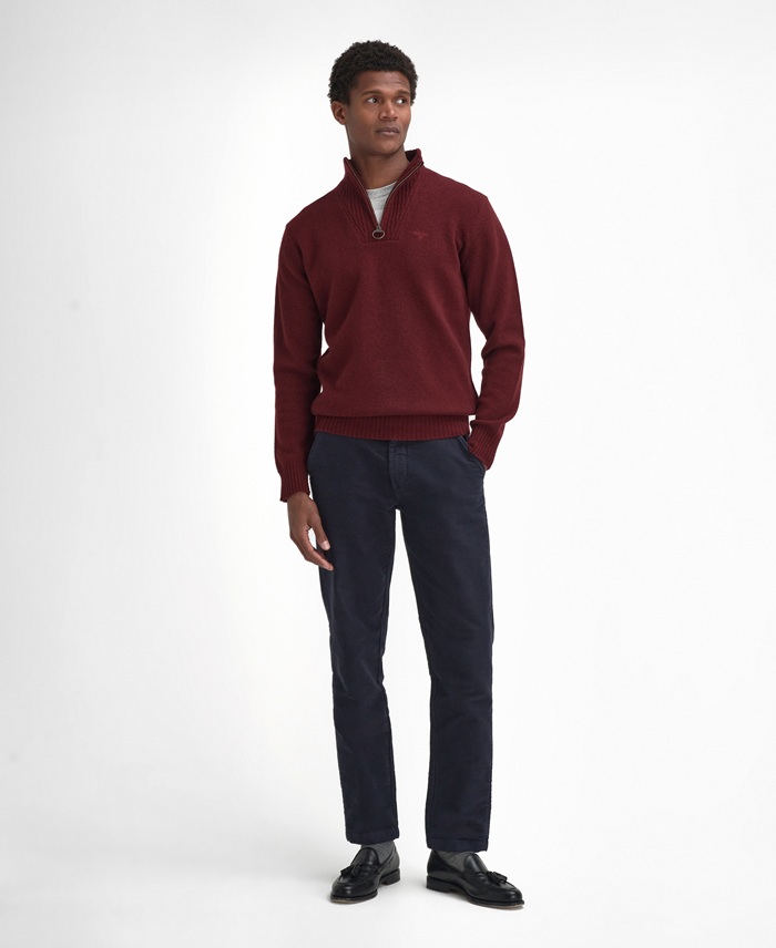 Barbour Essential Lambswool Half Zip Knitted Jumper Ruby